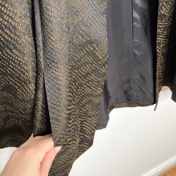 Eileen Fisher Womens Silk Jacket Small Black Jacquard Open Front Pockets Lined - Picture 8 of 13